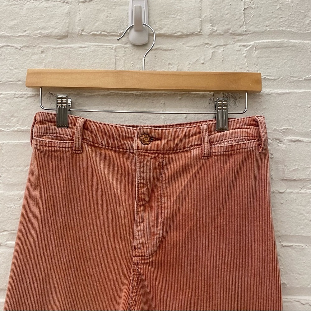 Anthropologie || Pilcro Ultra High-Rise Wide Leg Cropped Corduroy Pants Pink 26 - Picture 2 of 10
